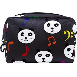 Cosmetische tas voor dames,kleine make-uptas voor portemonnee,Grijze muziek Panda,Cosmetische reistas,make-uptasje
