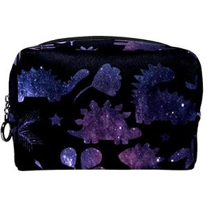 Cosmetische tas voor dames,kleine make-uptas voor portemonnee,Dinosaurus Space Star zwart,Cosmetische reistas,make-uptasje