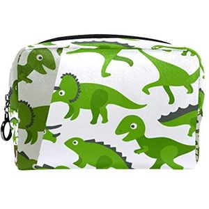Cosmetische tas voor dames,kleine make-uptas voor portemonnee,Kleurrijke groene dinosaurus,Cosmetische reistas,make-uptasje