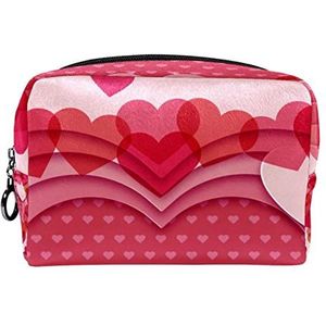 Cosmetische tas voor dames,kleine make-uptas voor portemonnee,Roze Vogel Rode Liefde,Cosmetische reistas,make-uptasje