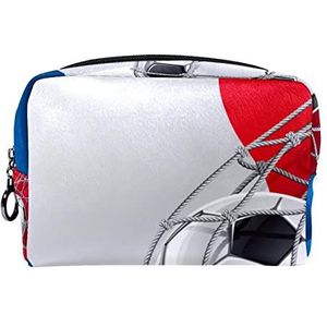 Cosmetische tas voor dames,kleine make-uptas voor portemonnee,voetbal en de vlag van Frankrijk,Cosmetische reistas,make-uptasje