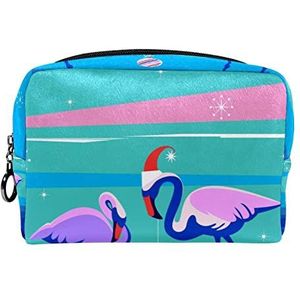 Cosmetische tas voor dames,kleine make-uptas voor portemonnee,Kleurrijke roze flamingo,Cosmetische reistas,make-uptasje