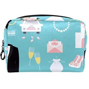 Cosmetische tas voor dames,kleine make-uptas voor portemonnee,bruiloft cartoon patroon,Cosmetische reistas,make-uptasje