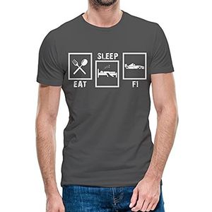 Mannen Eten Slaap F1 T-shirt Formule 1 Race Sport top Verjaardag Tee klein tot 5xl (houtskool, M)