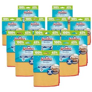 Spontex Microfiber Stofdoek, 12 stuks, zachte microvezeldoeken met gerecyclede vezels, herbruikbaar, geel, 12 x 1 stuks