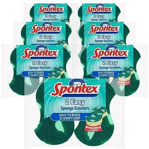 Spontex - Eenvoudige schuurspons – speciale oppervlakken en vormen – frisse citroengeur – gemakkelijk af te spoelen – 14 stuks