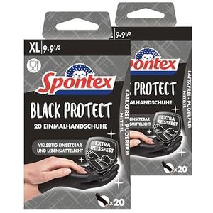 Spontex Black Protect, 20 wegwerphandschoenen van nitril, bijzonder scheurvast en duurzaam, latexvrij en ongepoederd, maat XL