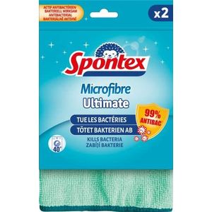 Spontex 12 stuks Ultimate microvezeldoeken die 99% bacteriën doden, ultieme netheid voor langere frisheid in de doek en een hygiënisch huis