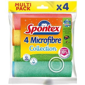 Spontex Microfibre 4 kleurrijke multifunctionele doeken van microvezel, 4 stuks, microvezel (4 stuks)