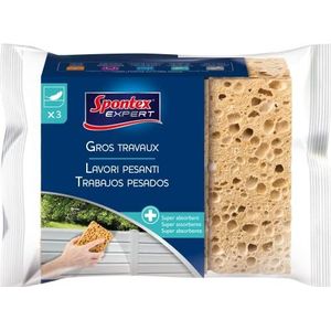 SPONTEX EXPERT Speciale spons voor grote werkzaamheden, plantaardige en cellulose, extra absorberend, 3 stuks