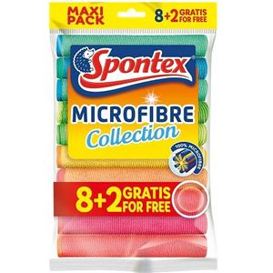 Spontex 8+2 gratis microvezel multifunctionele doeken, 1 verpakking - Kleurrijke microvezeldoeken