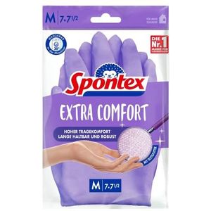 Spontex 12307017Extra Comfort premium huishoudhandschoenen met zachte textielvoering ideaal voor alle schoonmaakwerkzaamheden in het huishouden wasbaar op 30 C maat M (7-7 5) 1 paar m
