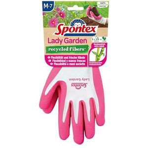 Spontex Lady Garden - Gants de jardinage en viscose et fibres PET recyclées - Grand confort - Taille M - 1 paire - Couleur aléatoire