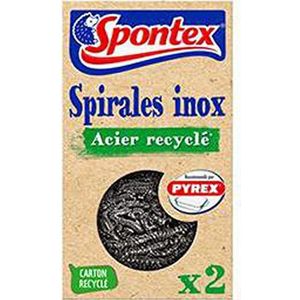 Spontex Set van 2 spiraalborstels, van gerecycled staal, ideaal voor hardnekkige oppervlakken