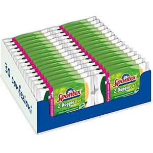 Spontex Special X2 Plantenspons van natuurlijke cellulose, spons voor het reinigen van servies en servies, groen geel, doos met 30 stuks, dubbel bruikbaar (30 stuks)