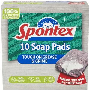 Spontex - Schuurspons - 10 Stuks - 190 g - 85% Gerecycled Staalvezels