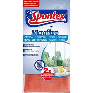 Spontex Microfibre microvezeldoeken, veelzijdig, absorberend en efficiënt Spontex microvezeldoek voor ramen, 1 stuks oranje