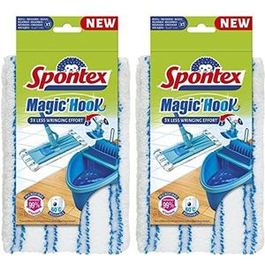 Spontex Magic'Hook navulverpakking, microvezel, voor platte bezem, wasbaar, herbruikbaar, 2 navulverpakkingen