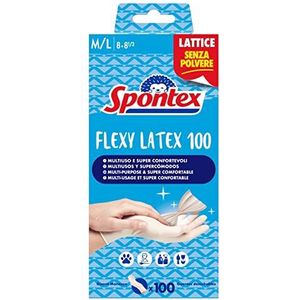 Spontex Latex handschoenen Flexy Latex, 100 stuks, MAPA Spontex, latex handschoenen, wegwerphandschoenen, maat M/L, 100 stuks
