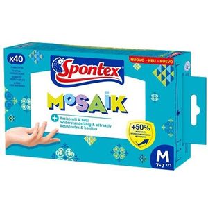 Spontex - Fijne mozaïekhandschoenen, 40 stuks, hoge sterkte, maat 7 M