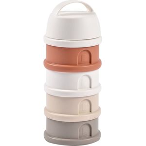 BÉABA, Doseerdoos voor melkpoeder van stapelbaar, 100% luchtdicht, 4 vakken, gemaakt in Frankrijk, grote inhoud, uitbreidbaar gebruik, gemakkelijk te dragen, beige/terracotta