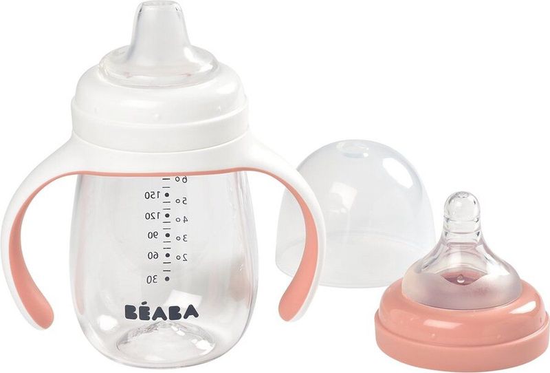 beaba , leerbeker , 2in 1 , 210 ml , rose