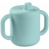 Béaba leerbeker voor baby's, flessen/bekerfunctie, 100% hoogwaardige siliconen, grote handgrepen, vergemakkelijkt het vasthouden, ergonomisch, zachte uitloop, blauw