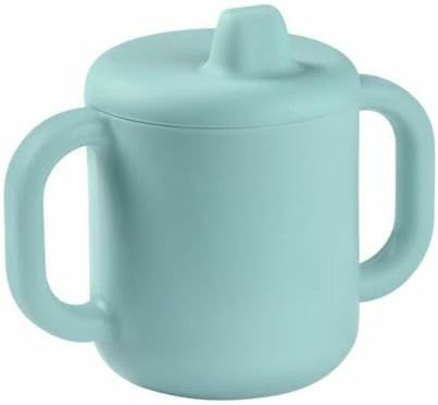 Béaba leerbeker voor baby's, flessen/bekerfunctie, 100% hoogwaardige siliconen, grote handgrepen, vergemakkelijkt het vasthouden, ergonomisch, zachte uitloop, blauw