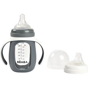 Béaba 2 In 1 Glazen Trainingsfles Met Siliconen Hoes - Mineral Grey