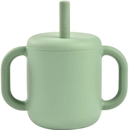 BÉABA, Drinkbeker voor baby's, flessen/bekerfunctie, 100% hoogwaardige siliconen, grote handgrepen, vergemakkelijkt het vasthouden en motoriek, ergonomisch, 170 ml, saliegroen
