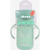 BÉABA, 360° leerbeker met druppelvrije schijf, gepatenteerd anti-leksysteem, vanaf 12 maanden, afneembare handgrepen, met hygiënisch deksel, robuust en licht, 340 ml, saliegroen