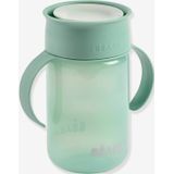 BÉABA, 360° leerbeker met druppelvrije schijf, gepatenteerd anti-leksysteem, vanaf 12 maanden, afneembare handgrepen, met hygiënisch deksel, robuust en licht, 340 ml, saliegroen