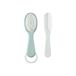 BÃ‰ABA, Kam + haarborstel, baby/kind, met kam-opbergsysteem aan de achterkant van de borstel, blauw