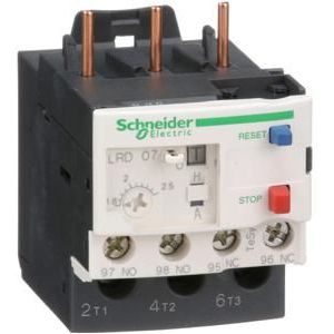 Schneider Electric TeSys LRD differentiële thermische overbelastingsstrelais, 1,6-2,5 A instelbereik, klasse 10 A, motorbescherming, LRD07
