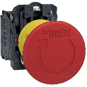 Schneider Electric XB5AS8442 Noodstopknop Metalen frontring, Met NOT-AUS schakelaar, Rond, Terugstelbaar, Vergrendelbaa