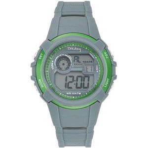 Tekday 654691 digitaal horloge 38 mm 100 meter grijs/ groen