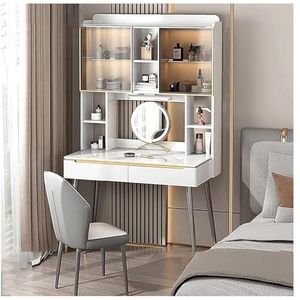 Ijdelheden Prachtige Vanities Vanity Desk Kaptafel met laden en planken Touchscreen dimbare spiegel kaptafelset Slaapkamermeubels (Color : Gris, Size : 80CM)