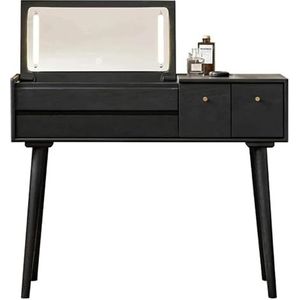 Ijdelheden Prachtige Vanities Vanity Desk Eiken Make-uptafel met Laden en Klep Led-spiegel Kaptafel Klassieke Make-up Vanity Slaapkamermeubels (Color : Table+stool)