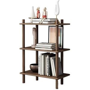 Boekenkast Massief houten boekenplank Meerlaags opbergrek Rubberen houten boekenkast Vintage bruine boekenplanken Opslagdisplayplank Woonkamer (Size : 60 * 30 * 82CM)