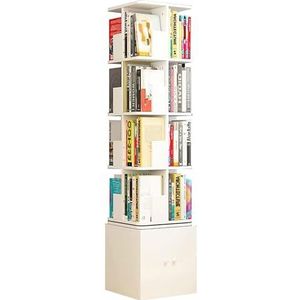 Boekenkast Roterende boekenplank met opbergruimte Boomvormige boekenkast met deur Vrijstaande opbergkast met 360 graden open planken Slaapkamer (Color : Blanc, Size : 40 * 166cm)