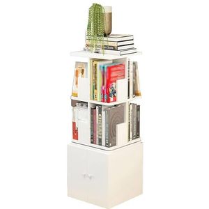 Boekenkast Roterende boekenplank met opbergruimte Boomvormige boekenkast met deur Vrijstaande opbergkast met 360 graden open planken Slaapkamer (Color : Blanc, Size : 40 * 104cm)