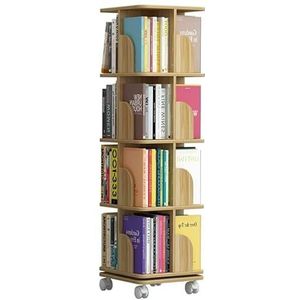 Boekenkast Roterende boekenplank for kleine ruimte 360 ​​graden display Vloerstaande Draaibare vierkante boekenkast Smalle draaibare boekenplank Woonkamer (Color : Brake Wheels, Size : 4 Tier)