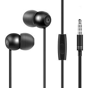 TOPLUS In-ear hoofdtelefoon, bekabelde stereo-headset met ruisonderdrukking, ergonomisch, met geïntegreerde microfoon, compatibel met Apple, iPhone, iPod, iPad, Android Smartphone etc. (zwart)