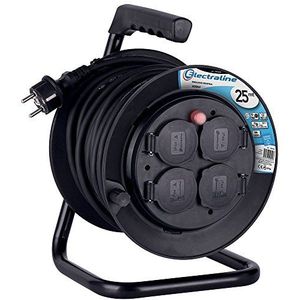 Electraline 100660 100660-industriële kabelhaspel, 25 m, zwart, 3G1.5