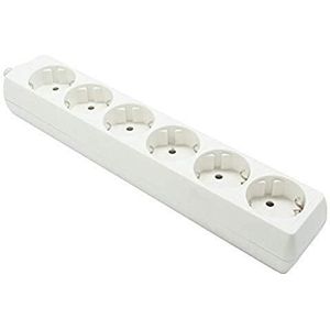 Electraline 59704, 6-voudige stekkerdoos, zonder kabel, geaarde stopcontacten, wit
