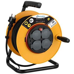 Electraline - Pro-Line 49039 - Kabelhaspel - Geel - 50 meter - 4 Stopcontacten - IP40