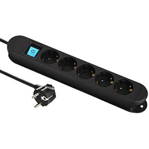 Electraline Pro-Line 62084, Wufel stekkerdoos Professionel 5-voudig met schakelaar, kabel 3 m/meervoudig stopcontact/stekkerdoos, 2 magneten voor bevestiging aan metalen wanden