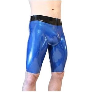 Handgemaakte metallic blauwe en zwarte latex broek voor heren boxershorts
