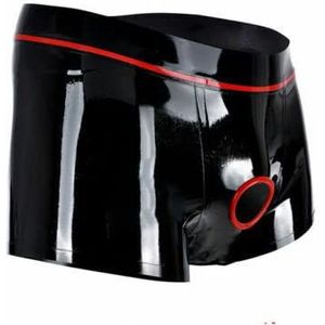 Latex boxershort voor heren met randen Ringgat Latex Lingerie Boxers Shorts