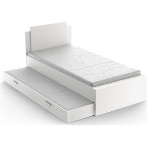 LIFE 1-persoons onderschuifbed - 90 x 190/200 cm - Décor blanc - DEMEYERE - Made in France